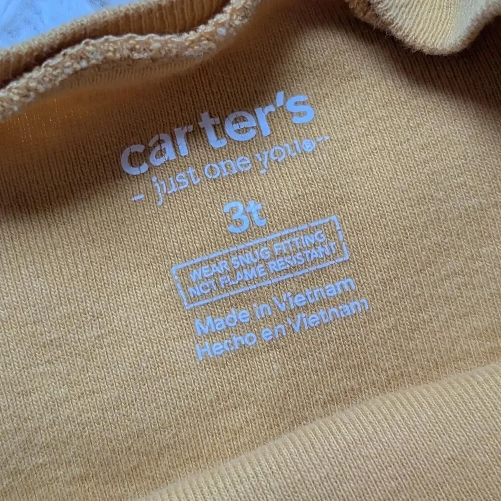 Carter's Boys Size 3T Just Dozin Bulldozer Yellow Long Sleeve Shirt
